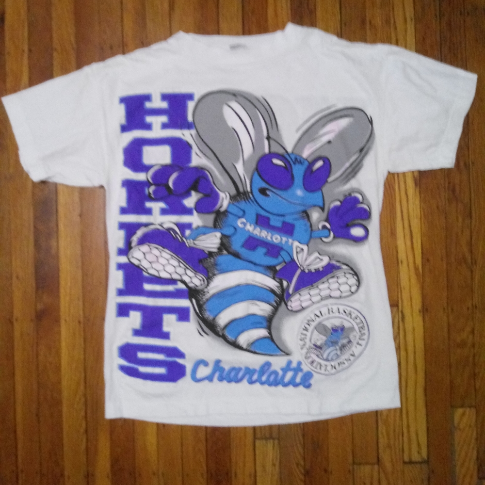 Vintage 90s Charlotte Hornets 2 Sided Shirt RARE